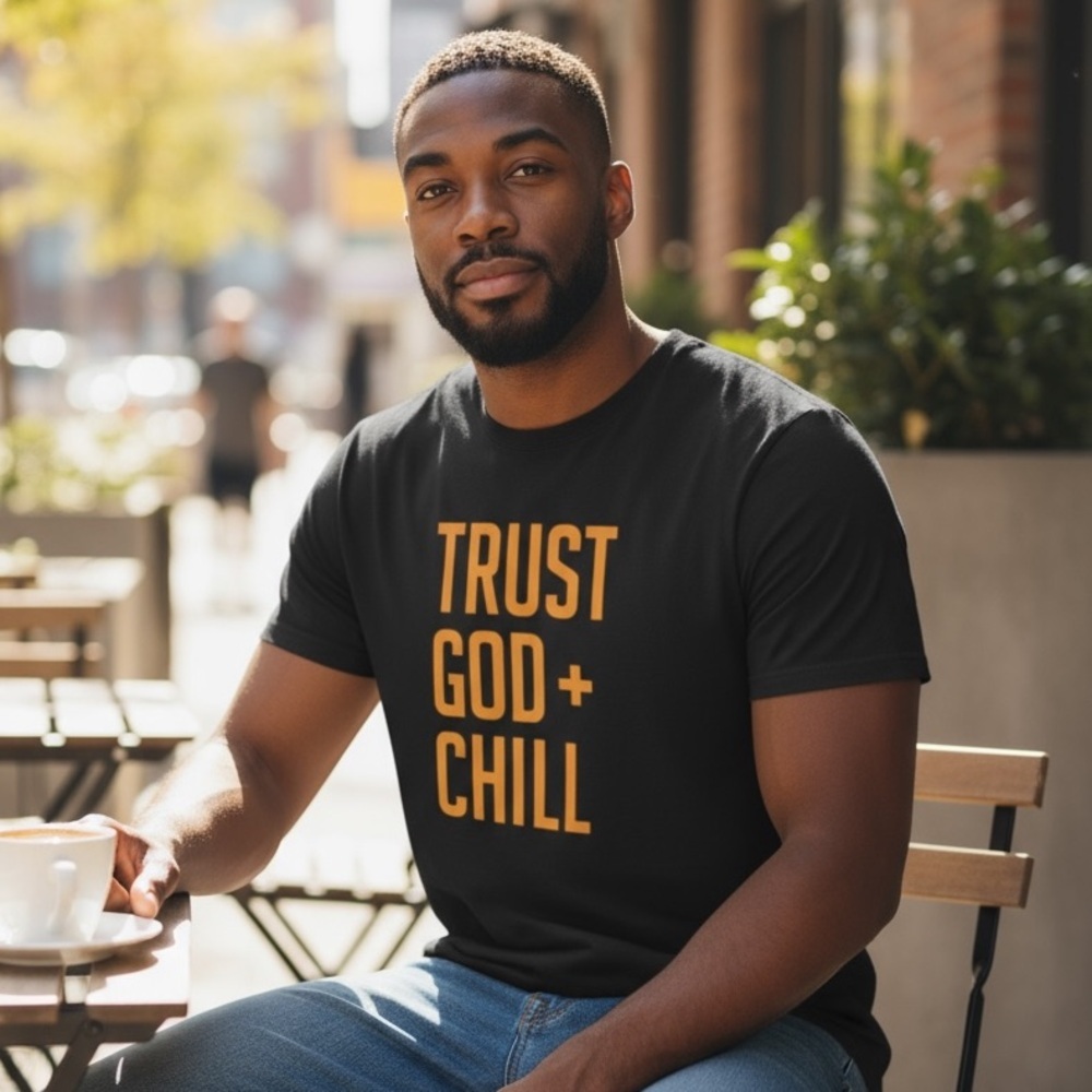 3XL Black T-shirt with TRUST GOD & CHILL